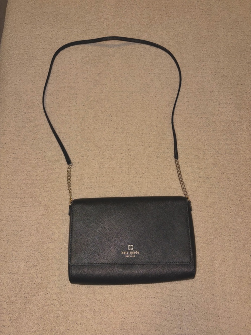 kate spade Black Crossbody with Gold Chain Strap